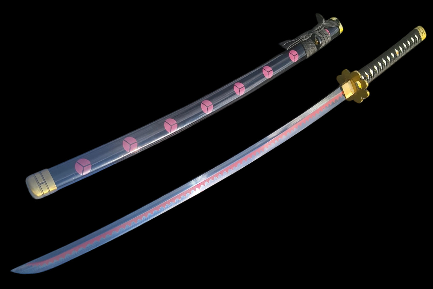 Full Tang Roronoa Zoro Shusui Sword Replica, Sharp Blade, 5160 Steel Forged Blade, Alloy Fittings, Solid Wood Painted Scabbard, One Piece Anime Cosplay Collectible Katana