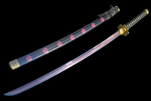 Full Tang Roronoa Zoro Shusui Sword Replica, Sharp Blade, 5160 Steel Forged Blade, Alloy Fittings, Solid Wood Painted Scabbard, One Piece Anime Cosplay Collectible Katana