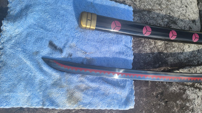 Full Tang Roronoa Zoro Shusui Sword Replica, Sharp Blade, 5160 Steel Forged Blade, Alloy Fittings, Solid Wood Painted Scabbard, One Piece Anime Cosplay Collectible Katana