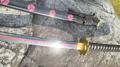 Full Tang Roronoa Zoro Shusui Sword Replica, Sharp Blade, 5160 Steel Forged Blade, Alloy Fittings, Solid Wood Painted Scabbard, One Piece Anime Cosplay Collectible Katana