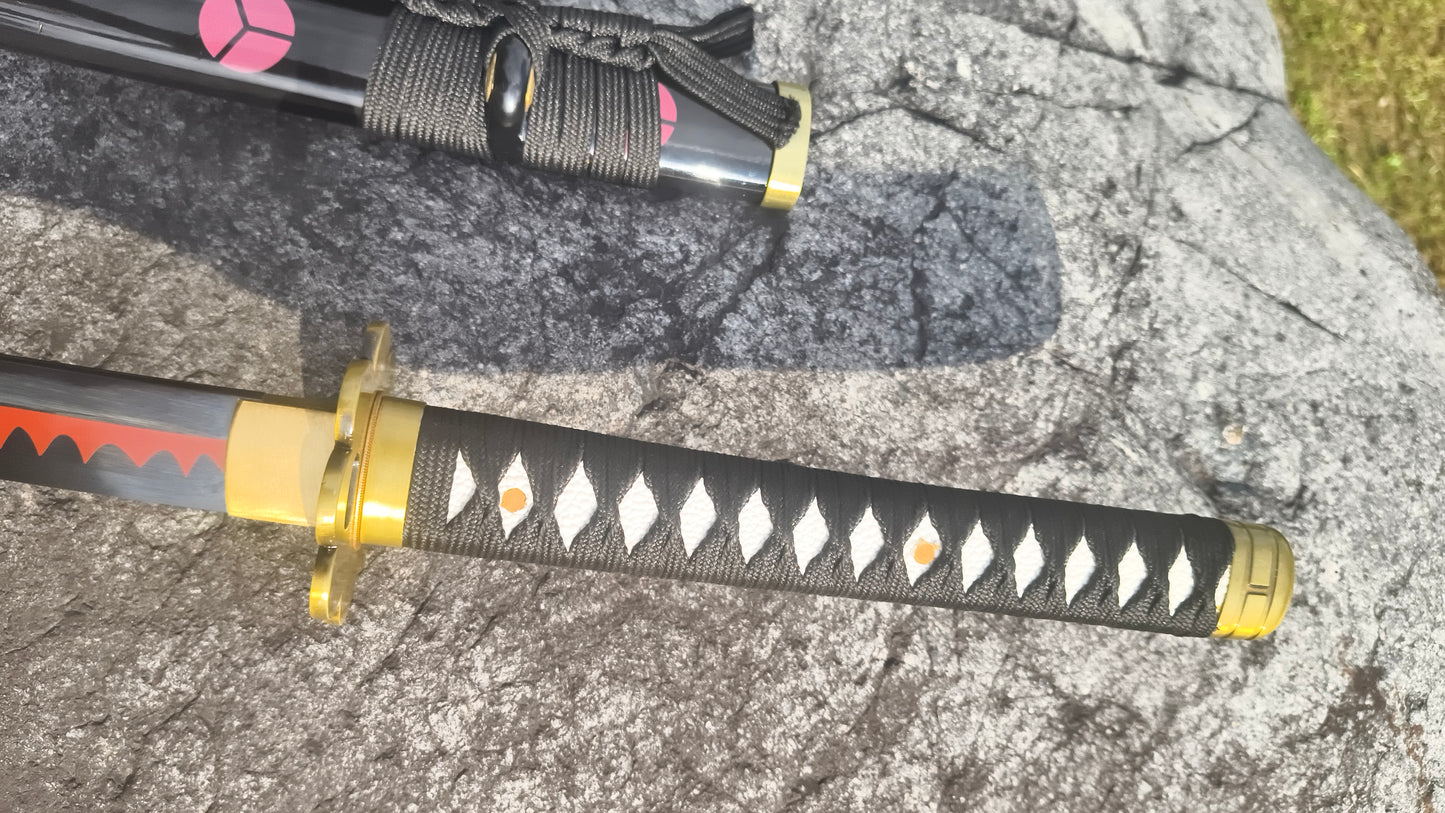 Full Tang Roronoa Zoro Shusui Sword Replica, Sharp Blade, 5160 Steel Forged Blade, Alloy Fittings, Solid Wood Painted Scabbard, One Piece Anime Cosplay Collectible Katana