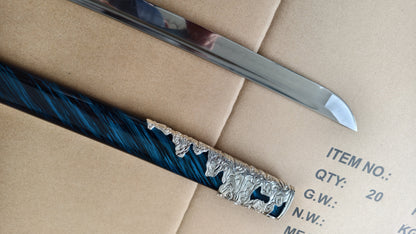 Ghost of Tsushima Long Katana, Full Tang Construction, Hand Forged T10 Steel Clay Tempered Blade, Sharp Edge, Hand Polished For Enhanced Sharpness, Alloy Fittings, Solid Wood Scabbard With Real Ray Skin Handle, Collectible Replica Samurai Sword