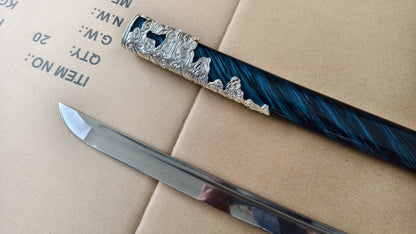 Ghost of Tsushima Long Katana, Full Tang Construction, Hand Forged T10 Steel Clay Tempered Blade, Sharp Edge, Hand Polished For Enhanced Sharpness, Alloy Fittings, Solid Wood Scabbard With Real Ray Skin Handle, Collectible Replica Samurai Sword