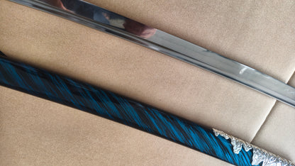Ghost of Tsushima Long Katana, Full Tang Construction, Hand Forged T10 Steel Clay Tempered Blade, Sharp Edge, Hand Polished For Enhanced Sharpness, Alloy Fittings, Solid Wood Scabbard With Real Ray Skin Handle, Collectible Replica Samurai Sword