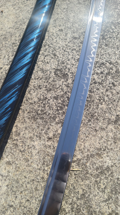 Ghost of Tsushima Long Katana, Full Tang Construction, Hand Forged T10 Steel Clay Tempered Blade, Sharp Edge, Hand Polished For Enhanced Sharpness, Alloy Fittings, Solid Wood Scabbard With Real Ray Skin Handle, Collectible Replica Samurai Sword