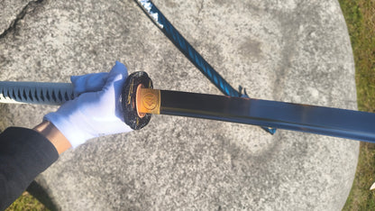 Ghost of Tsushima Long Katana, Full Tang Construction, Hand Forged T10 Steel Clay Tempered Blade, Sharp Edge, Hand Polished For Enhanced Sharpness, Alloy Fittings, Solid Wood Scabbard With Real Ray Skin Handle, Collectible Replica Samurai Sword