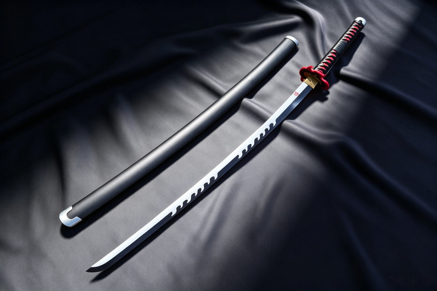 Nichirin Sword, Demon Slayer Tanjiro Kamado Hinokami Kagura Sword, Full Tang 5160 Spring Steel Forged Sharp Blade