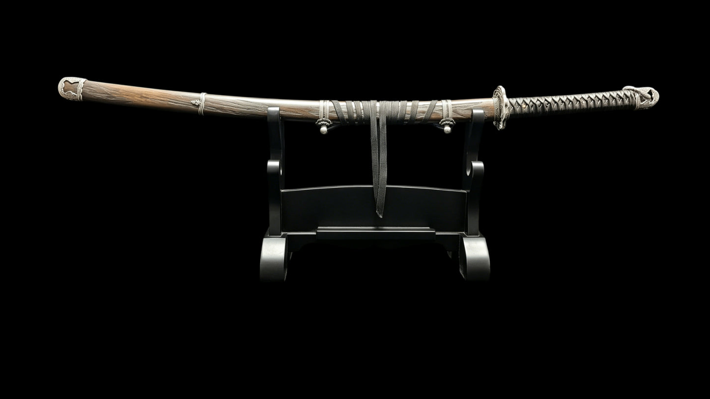 Sekiro Shadows Die Twice Undying Blade, Bite the Moon & Open Gate Katana, Full Tang Forged 5160 Spring Steel, Sharp Blade, Vintage Finished Version