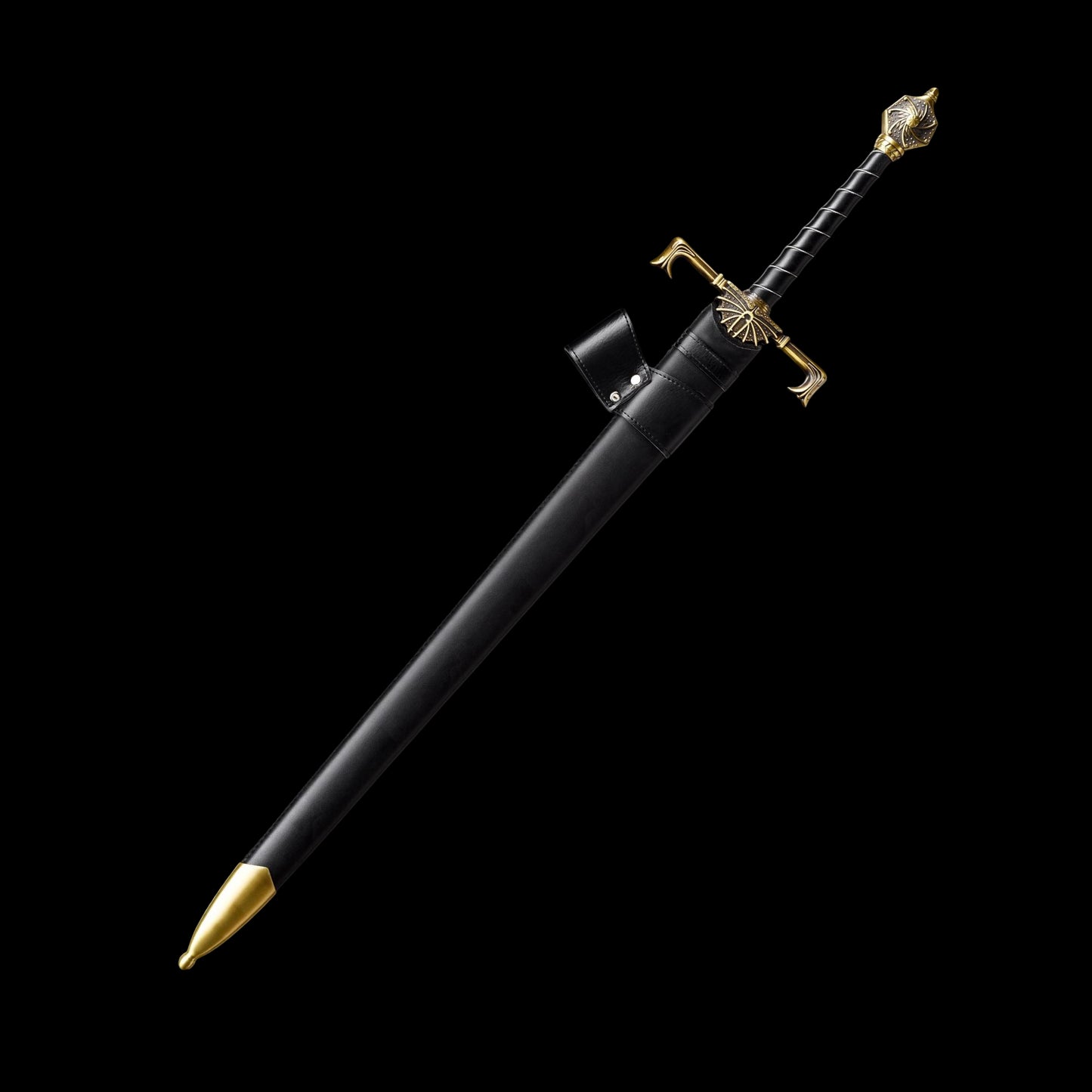 One-piece keel Damascus steel forged sharp sword, replica of the Blackfire Sword from Game of Thrones.