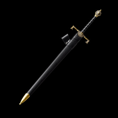 One-piece keel Damascus steel forged sharp sword, replica of the Blackfire Sword from Game of Thrones.
