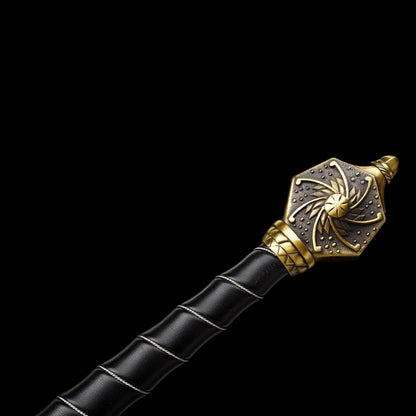 One-piece keel Damascus steel forged sharp sword, replica of the Blackfire Sword from Game of Thrones.