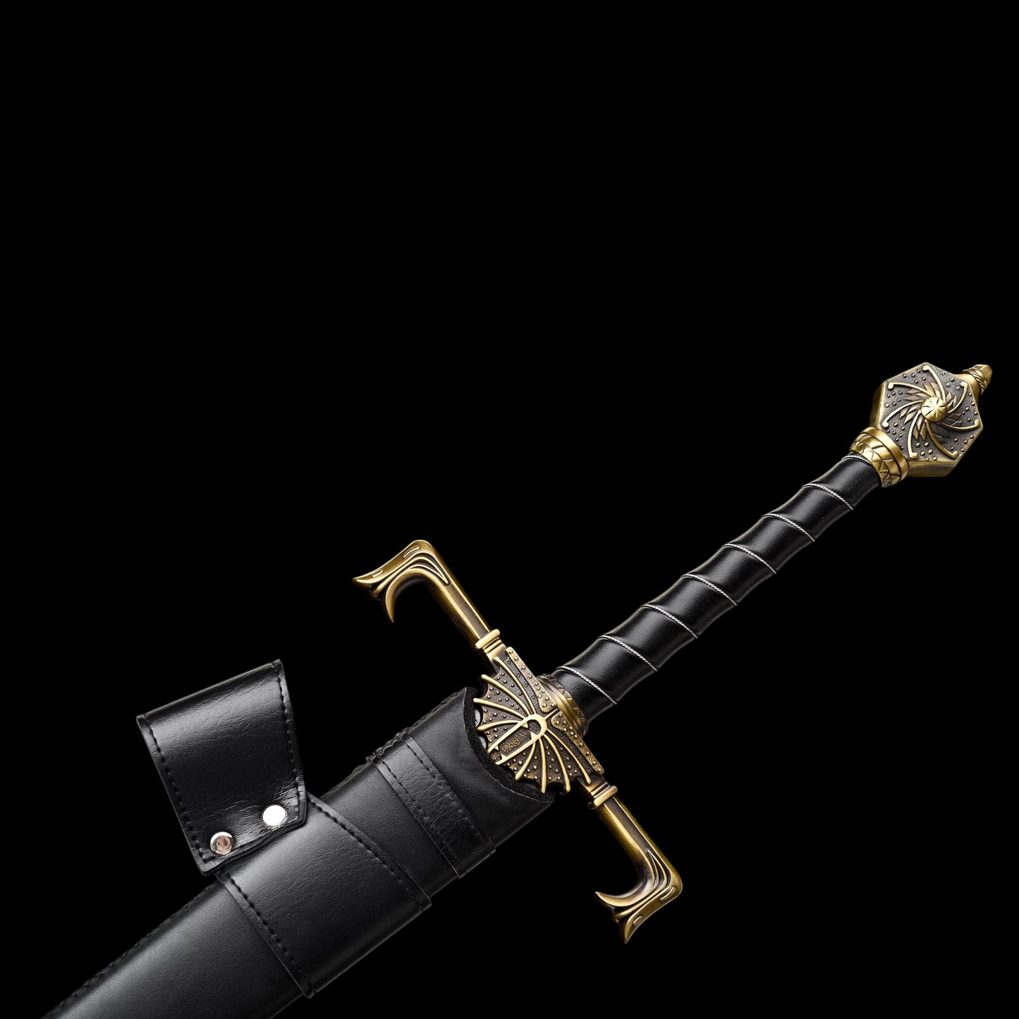 One-piece keel Damascus steel forged sharp sword, replica of the Blackfire Sword from Game of Thrones.
