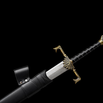One-piece keel Damascus steel forged sharp sword, replica of the Blackfire Sword from Game of Thrones.