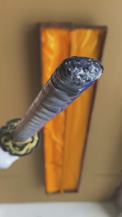 Full-Tang 5160 Spring Steel Forged Katana, Sharp Blade, Hand-Finished — Ghost of Tsushima: Dragon Soul一+Sharp enough to cut through newspaper
