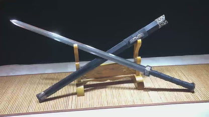 Pattern steel forging process 羽毛纹双龙汉剑