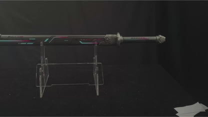 High Manganese Steel Gunmetal Cyberpunk Tactical Blade with Sharp Blade, Alloy Fittings Aluminum Scabbard Sci-Fi Collectible Ornament