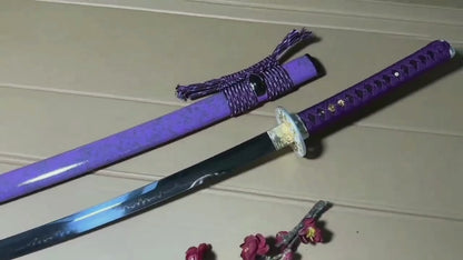 Purple Devil ,T10 covers the soil and burns the blade（18 grinding steps, mirror grinding, ）katana