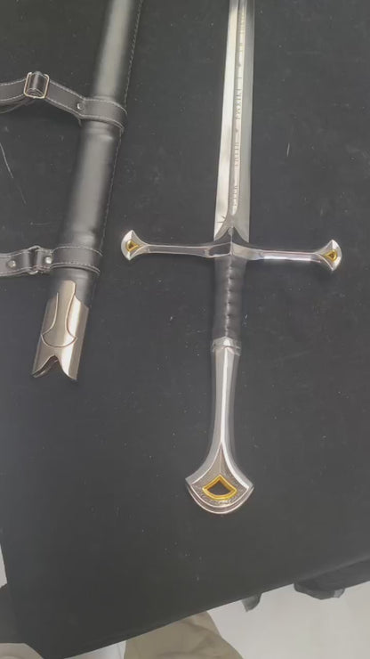 Lord of the Rings Aragorn Narsil Sword, Full Tang 65 Manganese Steel Forged Sharp Blade, High-Gloss Stainless Steel Fittings Real Sword